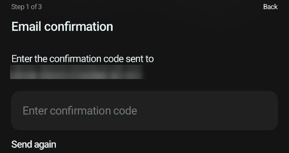 Confirming the email address