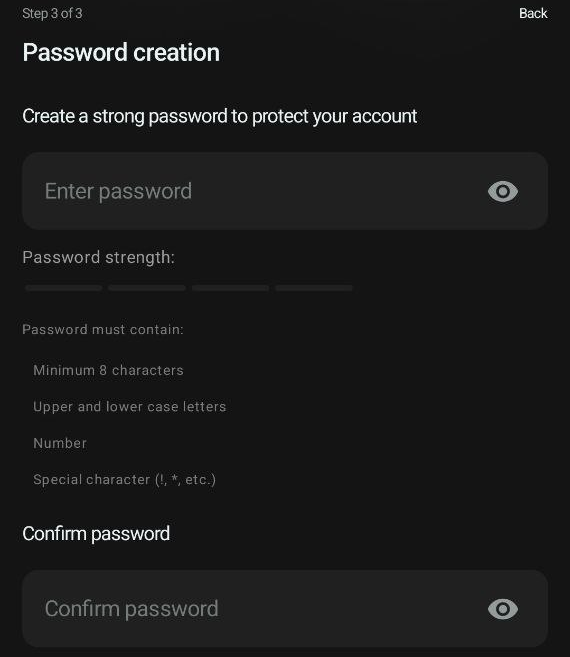 Creating a password